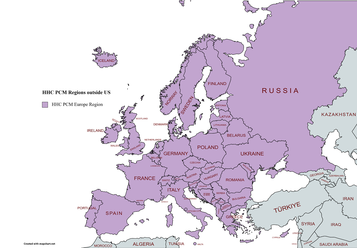 (Click for the Europe HHC PCM Region outside US map)